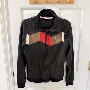 Puma Men's Black and Red Track Jacket Small